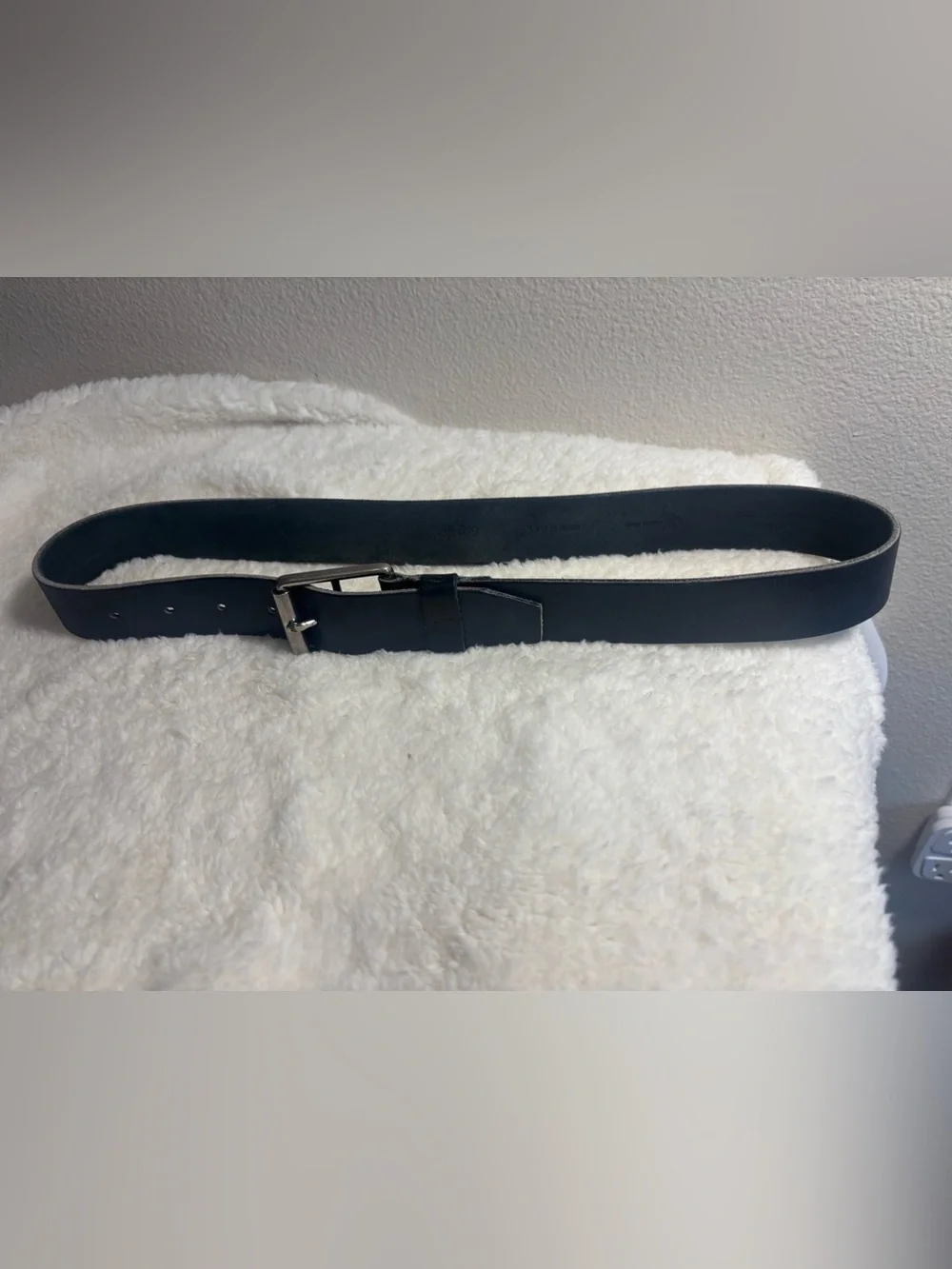 Calvin Klein Black Leather Belt with Silver-Tone Buckle